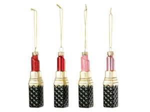 Decoratiehanger Doolang Glas Rood - Set van 4
