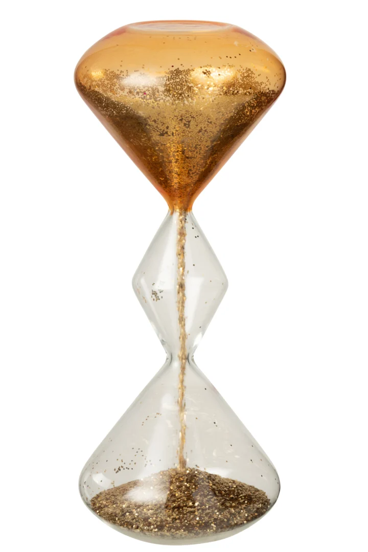 Zandloper Caastesta Glas Goud met glitteraccent en elegante, slanke vorm