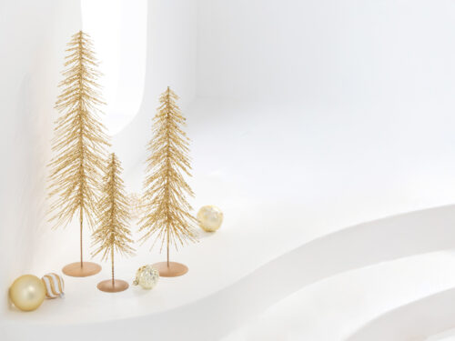 Kerstboom Reilvond metaal goud, slank design met glitterafwerking voor feestelijke woondecoratie, H45 cm