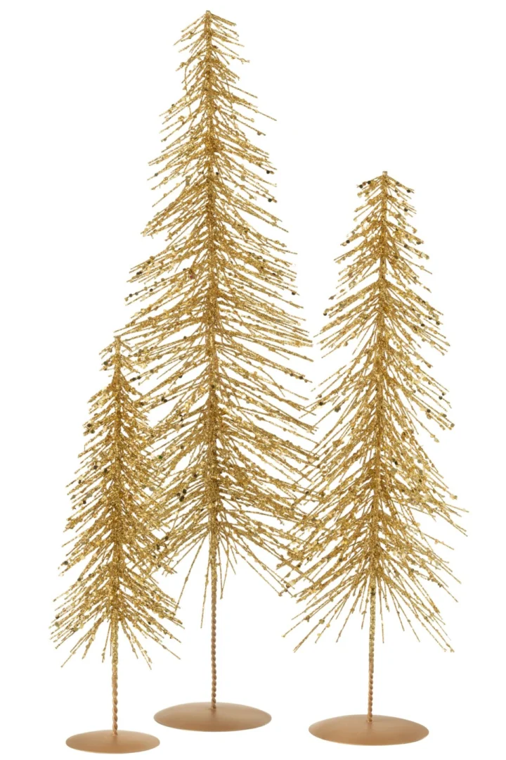 Kerstboom Torun metaal goud, glitterafwerking en compact design, 58 cm hoog