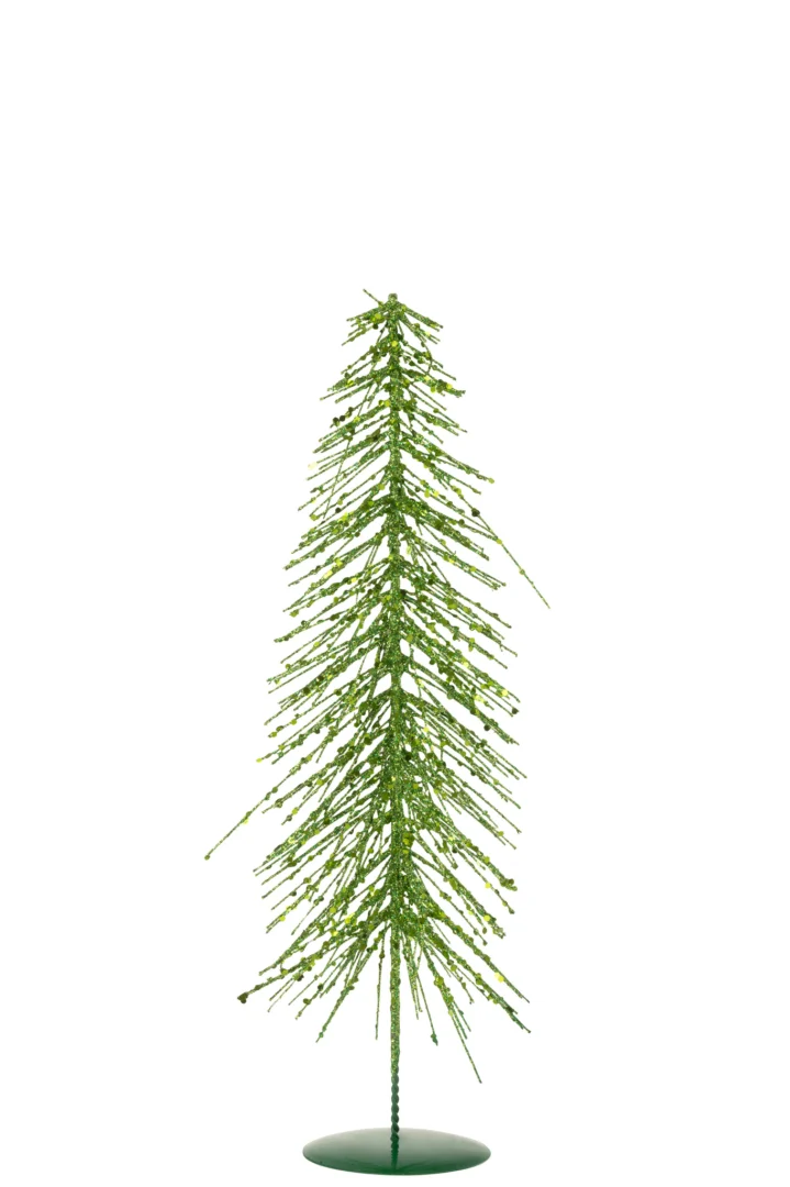 Kerstboom Rurnona van groen metaal, 45 cm hoog, met glinsterende takjes en ronde voet