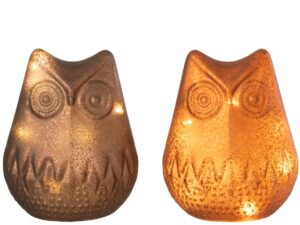 Decoratiefiguur Mabio Glas Bruin H14 cm - Set van 2