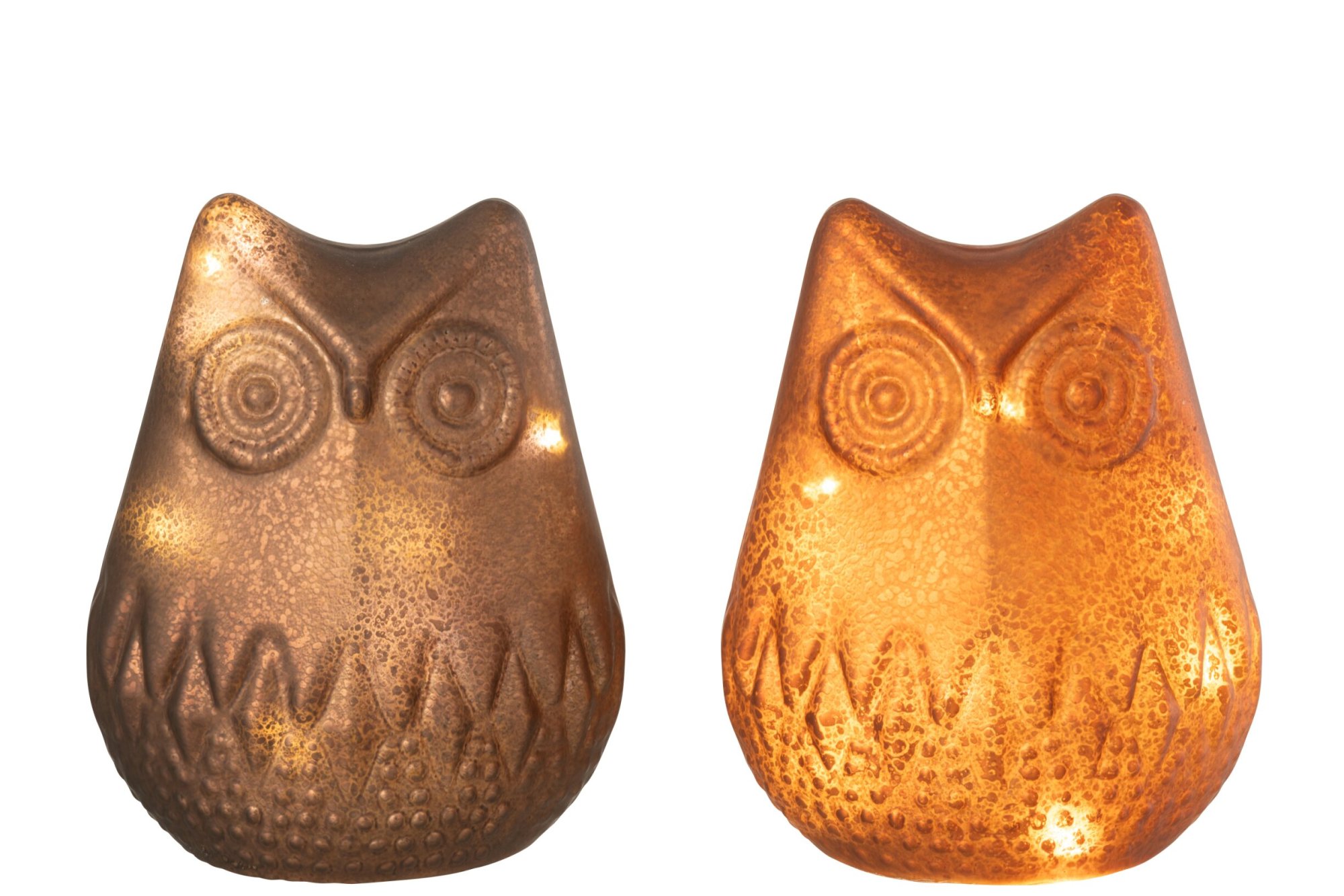 Decoratiefiguur Mabio Glas Bruin H14 cm - Set van 2