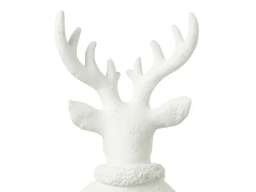 Wit decoratiefiguur Leilvel hert met slanke geweien, polyresin, 38,5 cm, winterse uitstraling