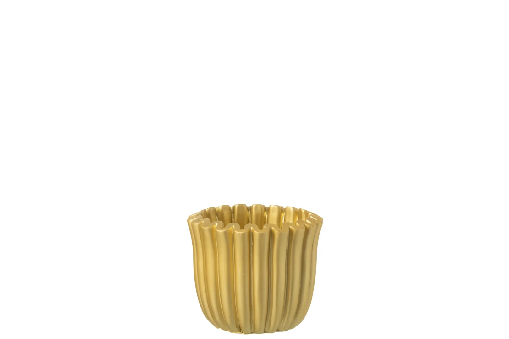 Bolu Beton Goud bloempot H10 cm met ribbelstructuur en glanzende gouden afwerking