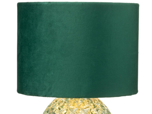 Tafellamp Putas glas met groen velvet kap, compact formaat en stijlvolle glans