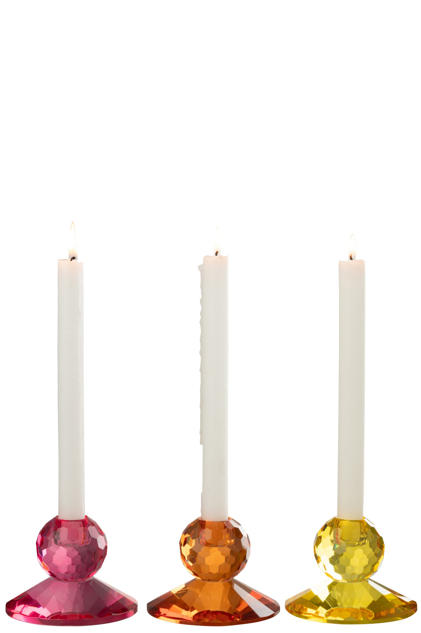 Kandelaar Jolvero Glas Geel H9 cm - Set van 3