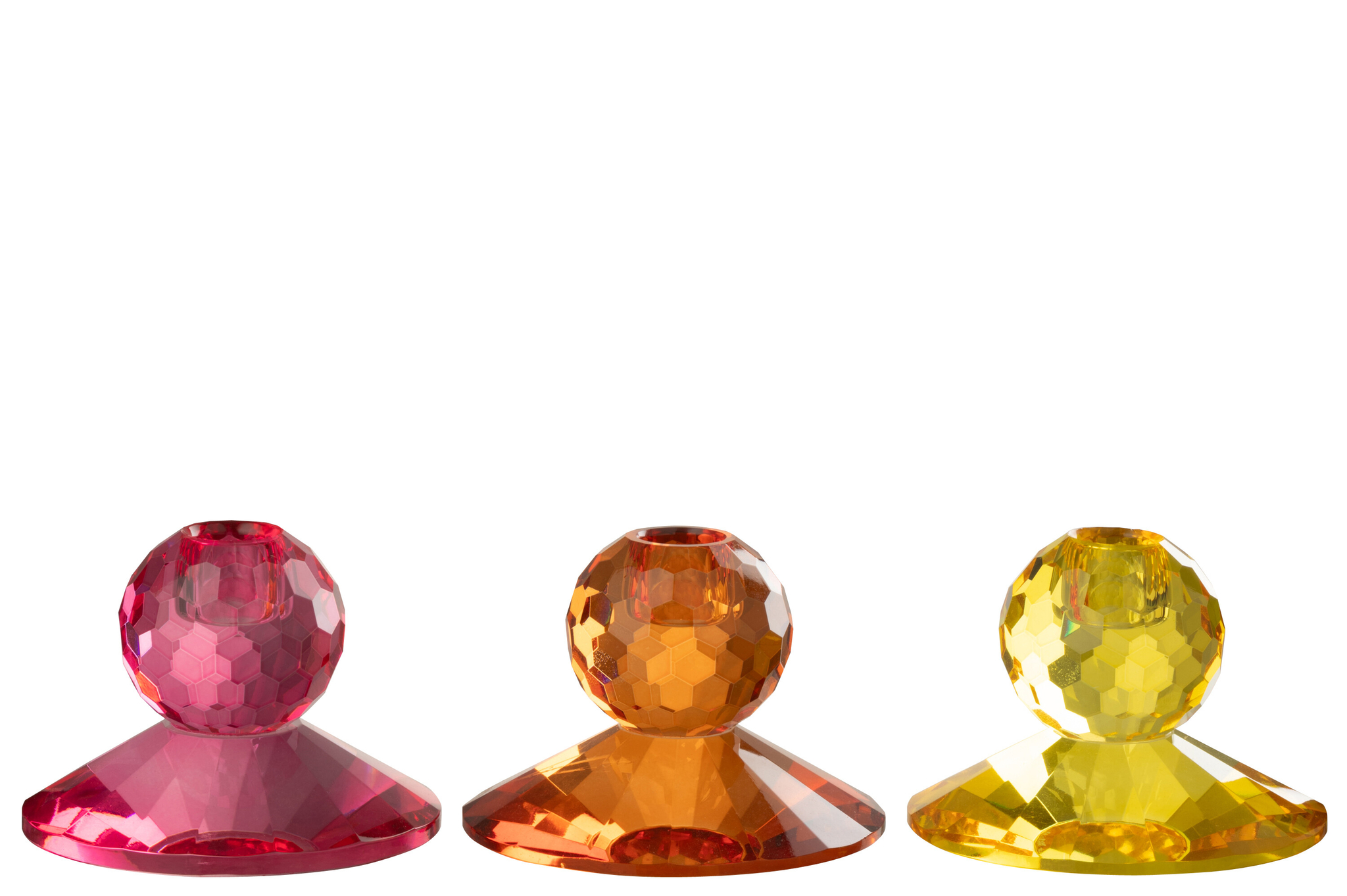 Kandelaar Jolvero Glas Geel H9 cm - Set van 3 - Afbeelding 2
