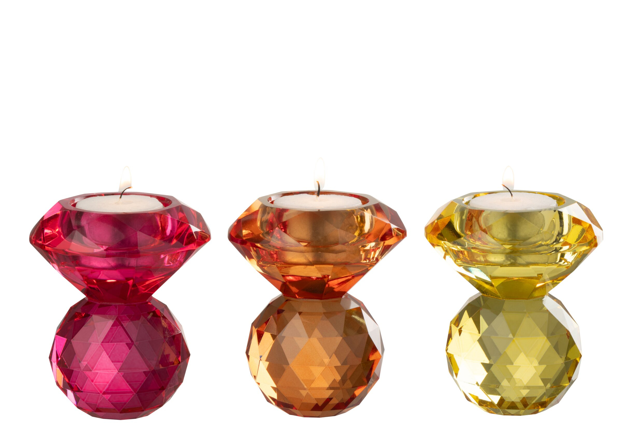 Kandelaar Gensin Glas Geel H9,8 cm - Set van 3