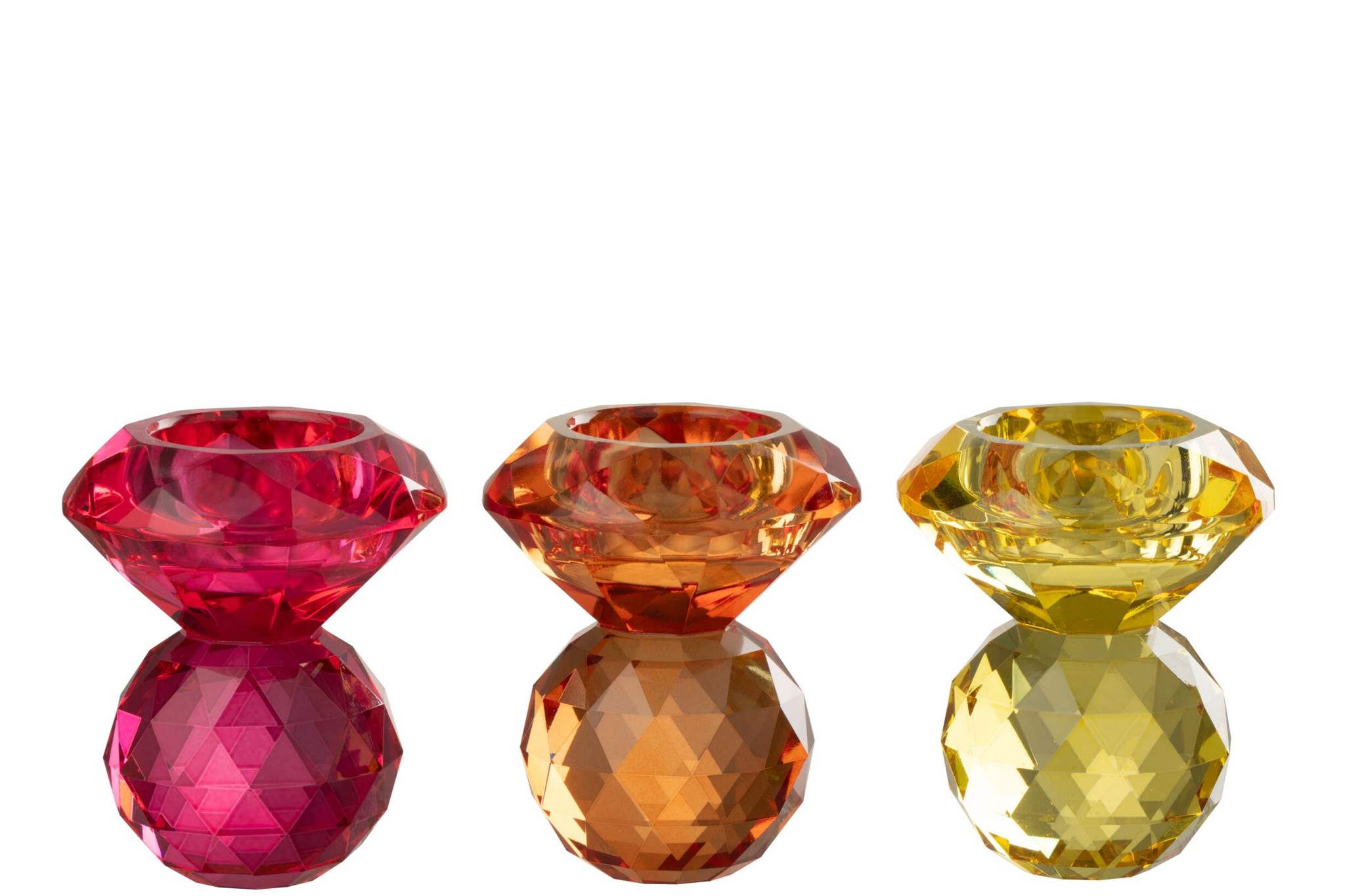 Kandelaar Gensin Glas Geel H9,8 cm - Set van 3 - Afbeelding 3