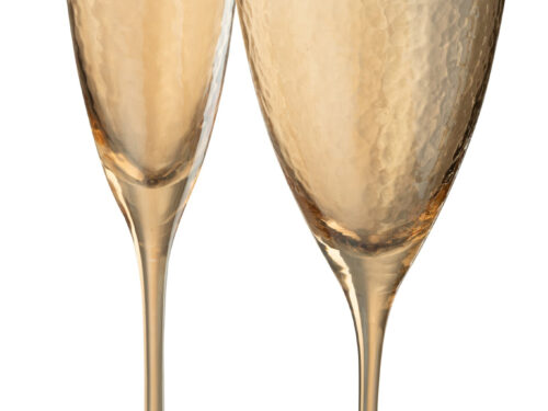Piesonte goud champagneglas set met elegante slanke voet en getextureerde afwerking, feestelijk en verfijnd