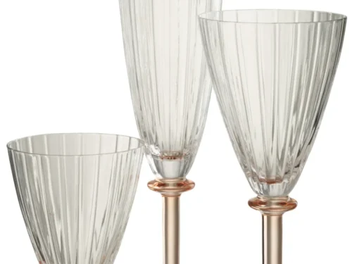 Transparant Beinol drinkglas met gestreepte afwerking en zalmroze accenten, elegant slank ontwerp