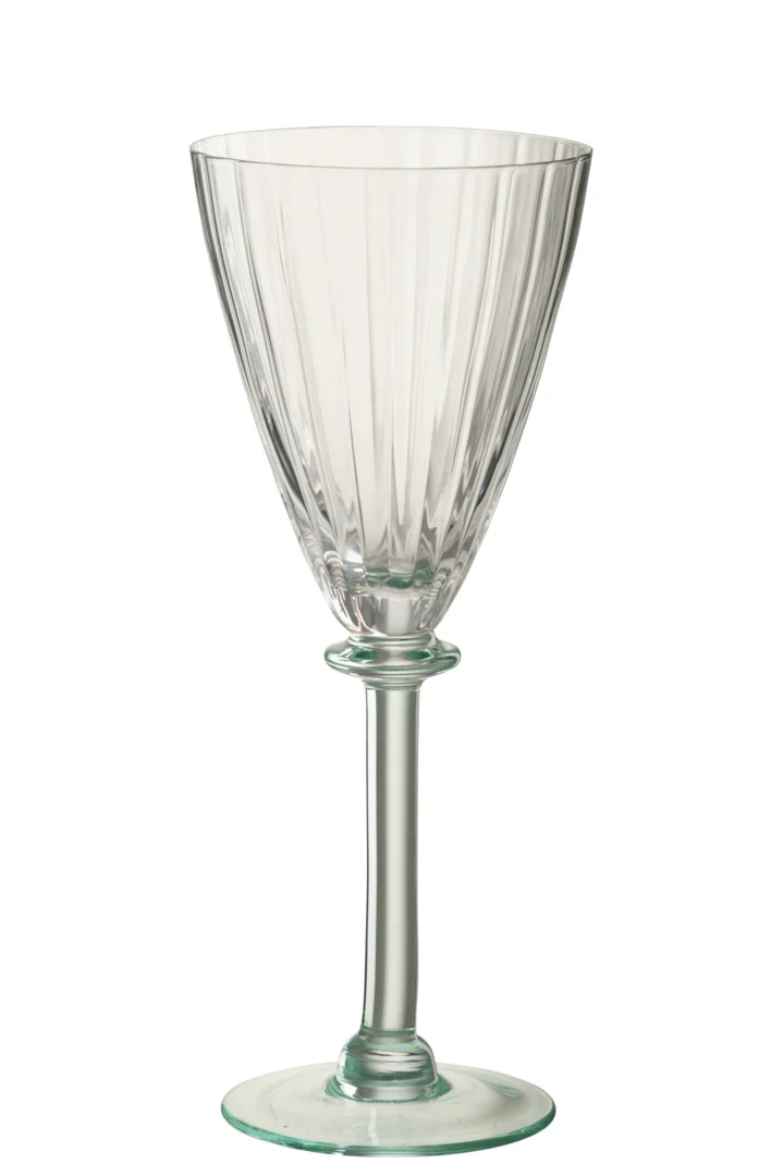 Drinkglas Flauntis van transparant glas met elegante strepen en slanke voet, stijlvol op tafel