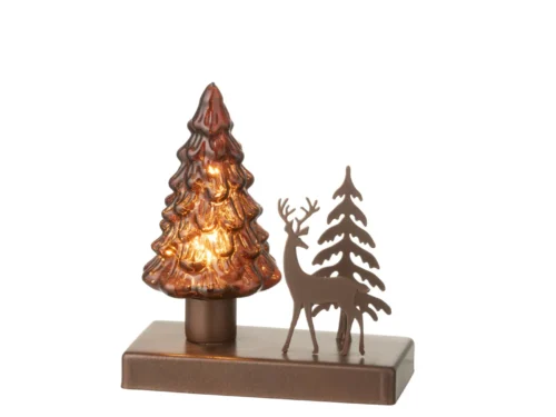 Kunstboom Skordal Metaal Wit met LED, compacte winterse decoratie met rendier op voet
