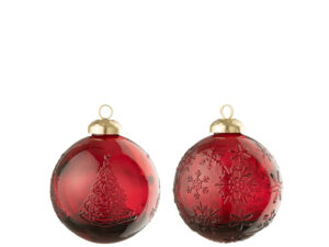 Kerstballen Zeivang Glas Rood - Set van 2