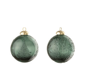 Kerstballen Kaurdano Glas Groen - Set van 2