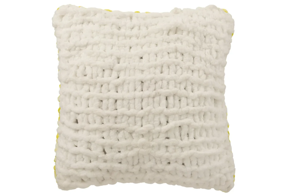 Klurdello polyesterkussen groen 50x50 cm met gebreide structuur en zachte vulling