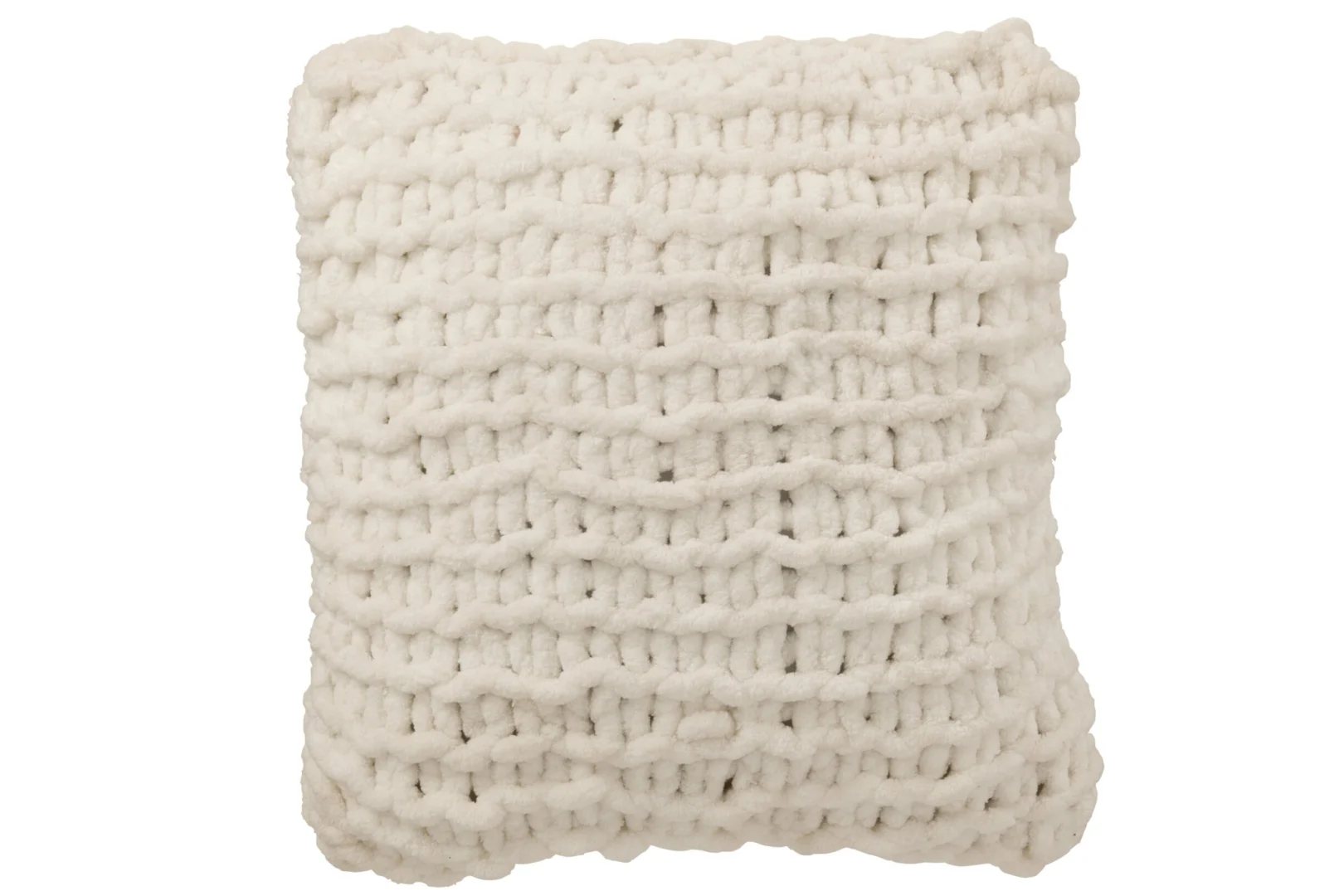 Kussen Adige Wit 50 x 50 cm met gebreide structuur en zachte, volle uitstraling