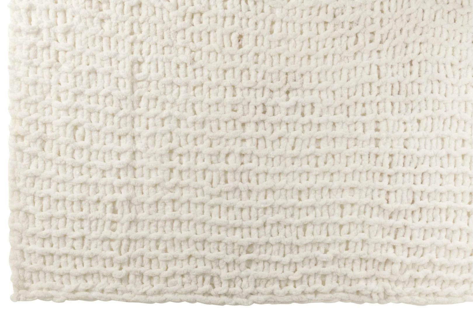 Deken Zuken Wit: zachte gebreide witte plaid van polyester met warme, rustige uitstraling