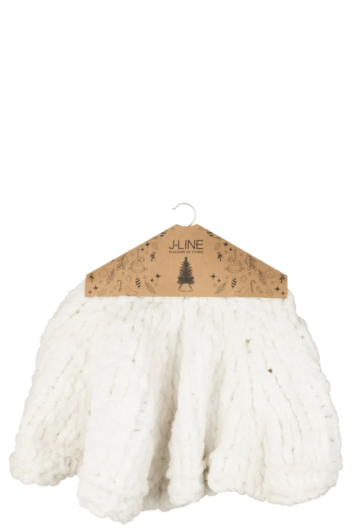 Kerstboom Klurdas witte polyester boomrok Ø90 cm, gebreide uitstraling met hanger