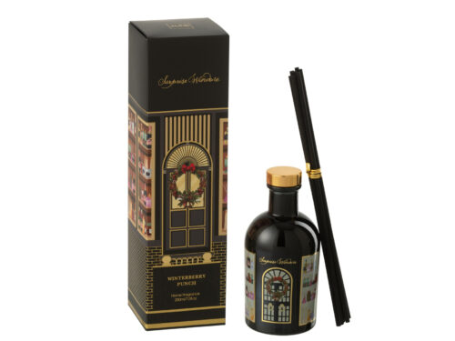 Geurstokjes Kinda Zwart met Winterberry Punch, zwarte diffuser met stijlvolle verpakking en stokjes
