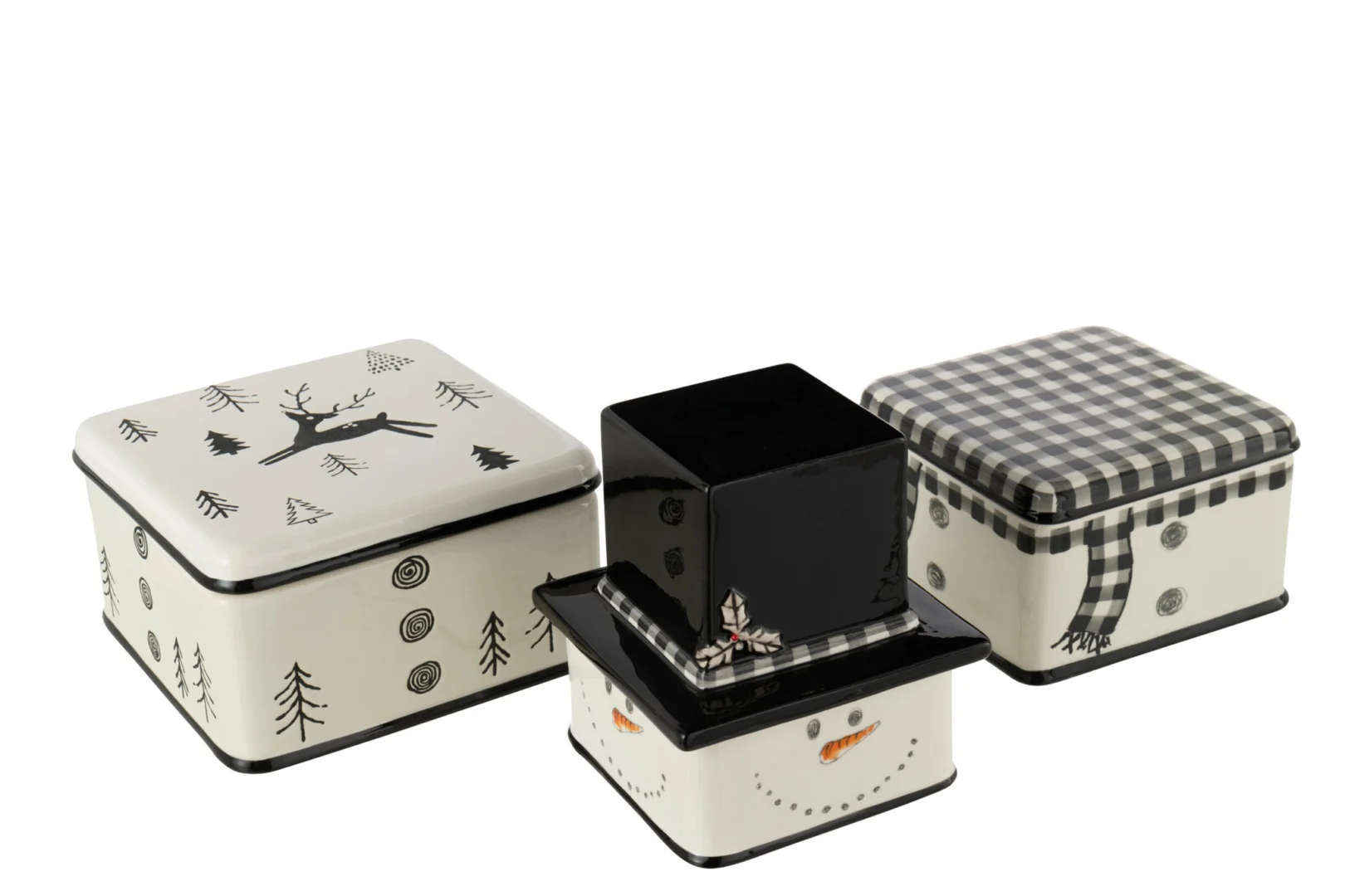 Feiltora decoratiefiguren set van 3, wit dolomiet, winterse sneeuwpopdozen met rustige vorm, 34,7 cm hoog