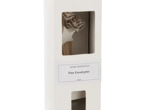 Geurstokjes Keltos Wit in witte verpakking met gedroogde bloemen, Pine Eucalyptus geur, 100 ml
