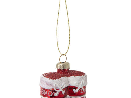 Kerstdecoratie Garnura Glas Rood: rode glazen laarsvormige kersthanger met goudkleurig koord en glitterdetails