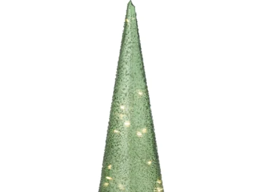 Groene glazen Kunstboom Fundena H38,5 cm met slanke vorm en compacte voet