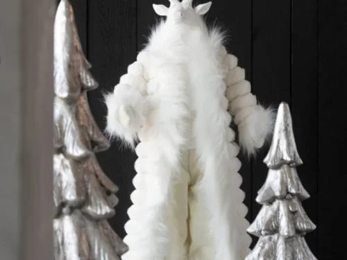 Decoratiefiguur Fedal wit hertenbeeld met jas en gewei, 76 cm, stijlvolle woondecoratie