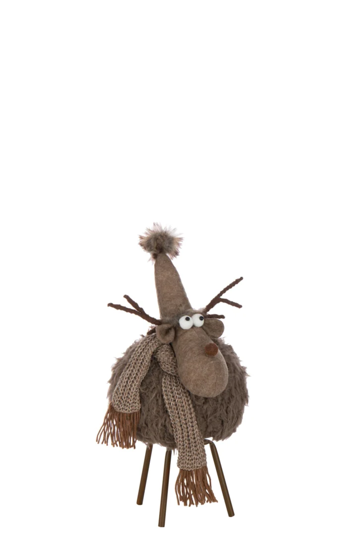 Furnin bruine plaid woonaccessoire met speels rendierdesign, zachte textuur en sjaal voor winterse sfeer