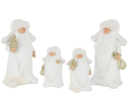 Kunstboom Raurras polyresin wit, set van 2, decoratieve kerstfiguren met gouden boom en zakje