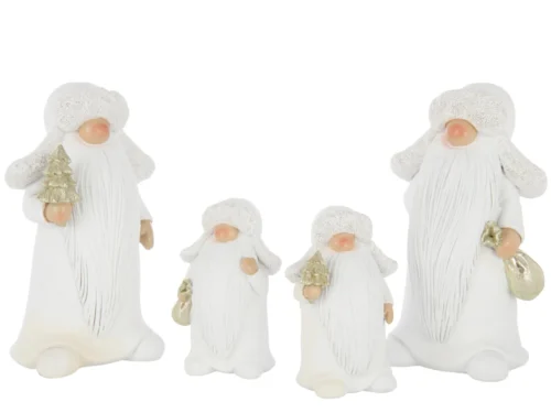 Kunstboom Raurras polyresin wit, set van 2, decoratieve kerstfiguren met gouden boom en zakje