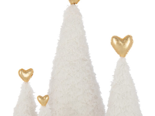 Kerstboom Ranser wit polyester H79 cm met goudkleurig hart, feestelijk en compact