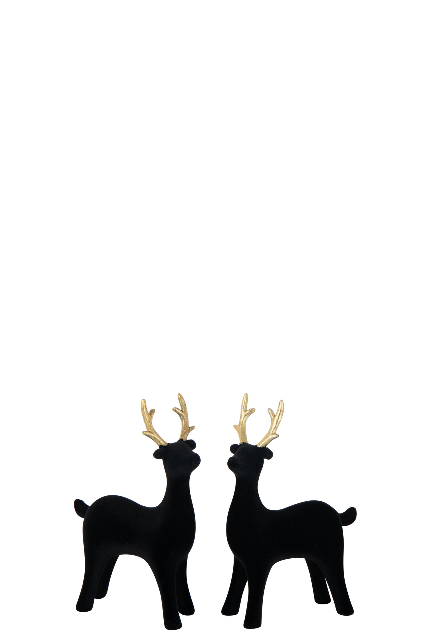 Silves decoratiefiguren set van 2 rendieren zwart polyresin met gouden gewei, H15,5 cm