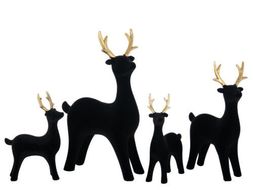 Zwarte polyresin decoratiefiguren Preltas herten met gouden geweien, stijlvolle woonaccessoires
