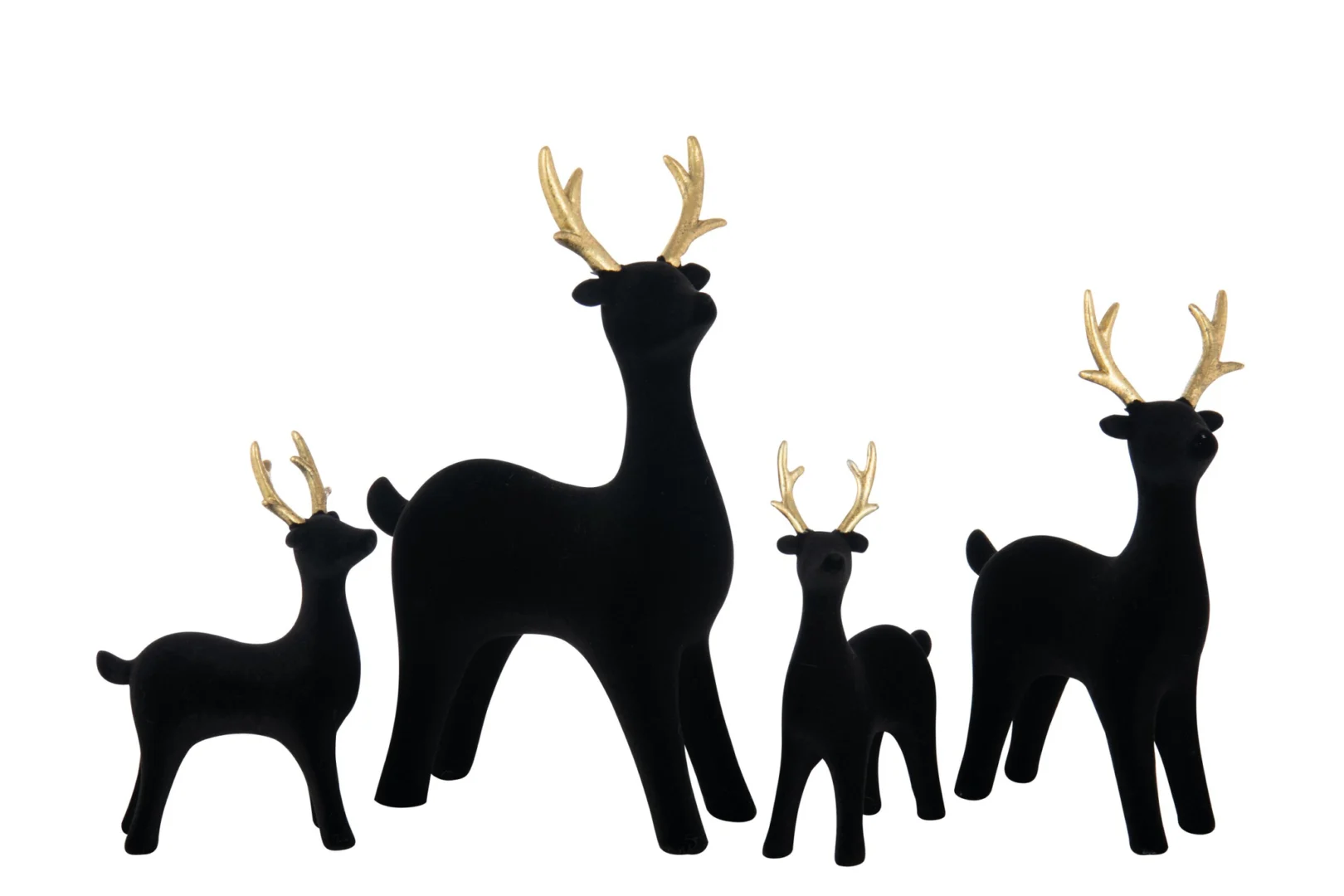 Zwarte polyresin decoratiefiguren Preltas herten met gouden geweien, stijlvolle woonaccessoires