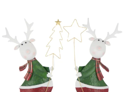 Sleesik metalen LED-decoratiefiguren set van 2: rendieren met ster en boom, meerkleurig winterdesign