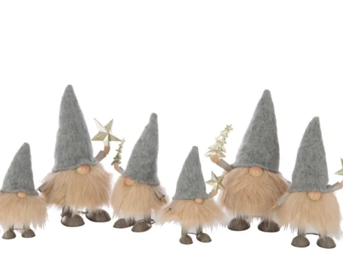 Teidella kerstboom set van 2, meerkleurige metalen winterdecoratie met speelse gnoomfiguren en sterren