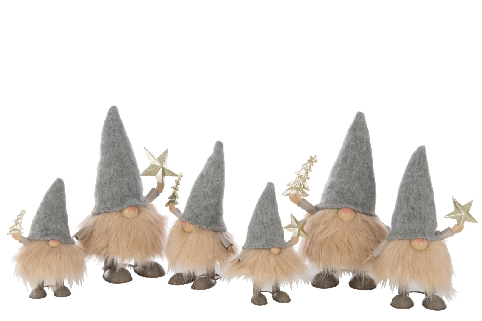 Teidella kerstboom set van 2, meerkleurige metalen winterdecoratie met speelse gnoomfiguren en sterren