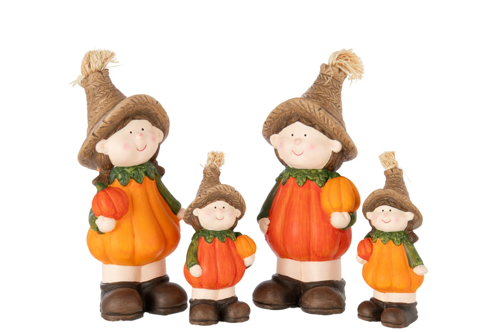 Decoratiefruit Fentane klei oranje set van 2, pompoenvormige herfstfiguren met warme uitstraling, H26 cm