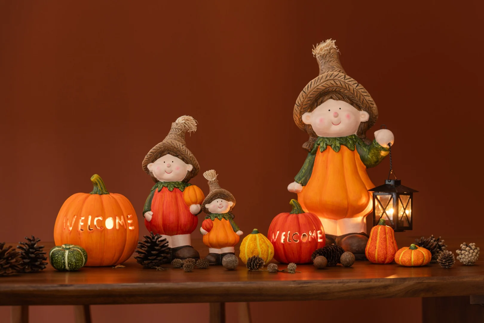 Decoratiefruit Fentane Klei Oranje H26 cm - Set van 2 - Afbeelding 2