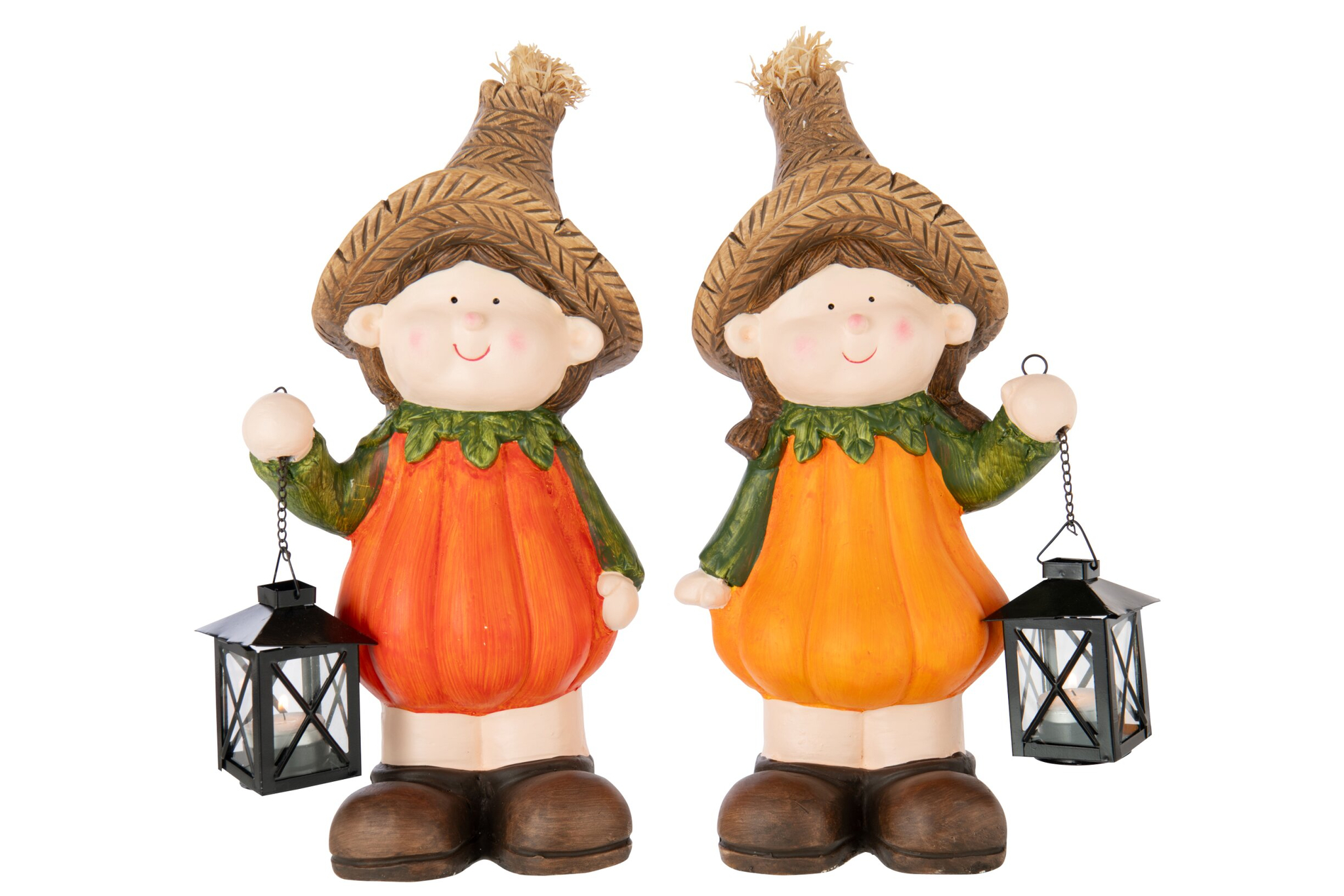 Windlicht Kloonand Oranje H40 cm - Set van 2