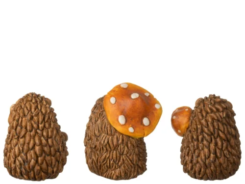 Set van 3 Stoontis decoratiefiguren in bruin gips, compacte woondecoratie met subtiele kleuraccenten