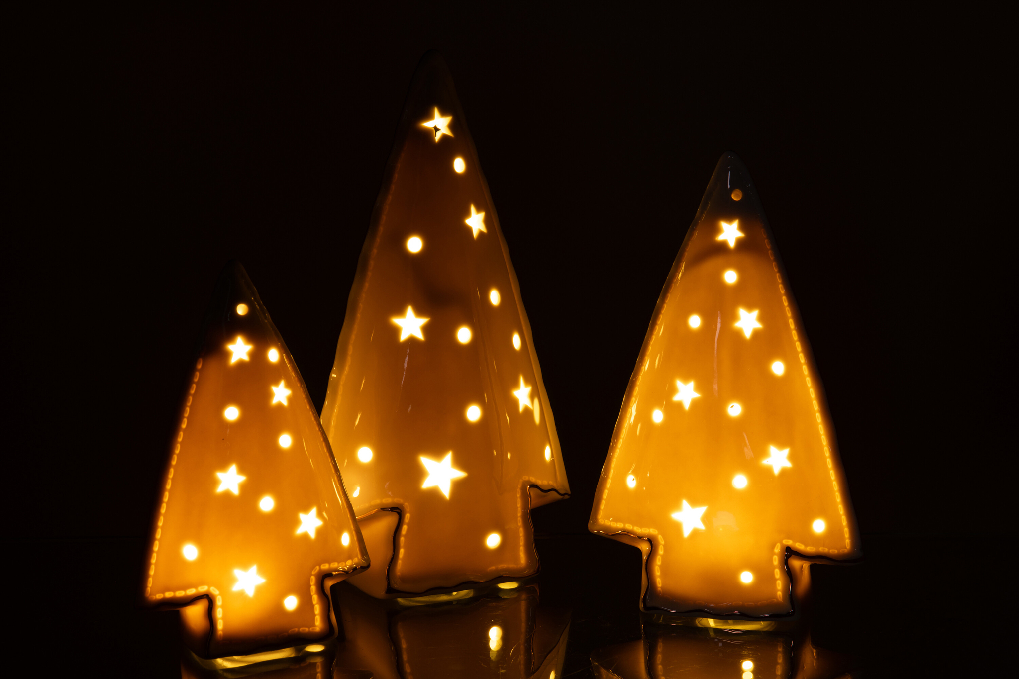Kerstboom Feeboro Klei Wit H26,5 cm - Set van 3 - Afbeelding 2
