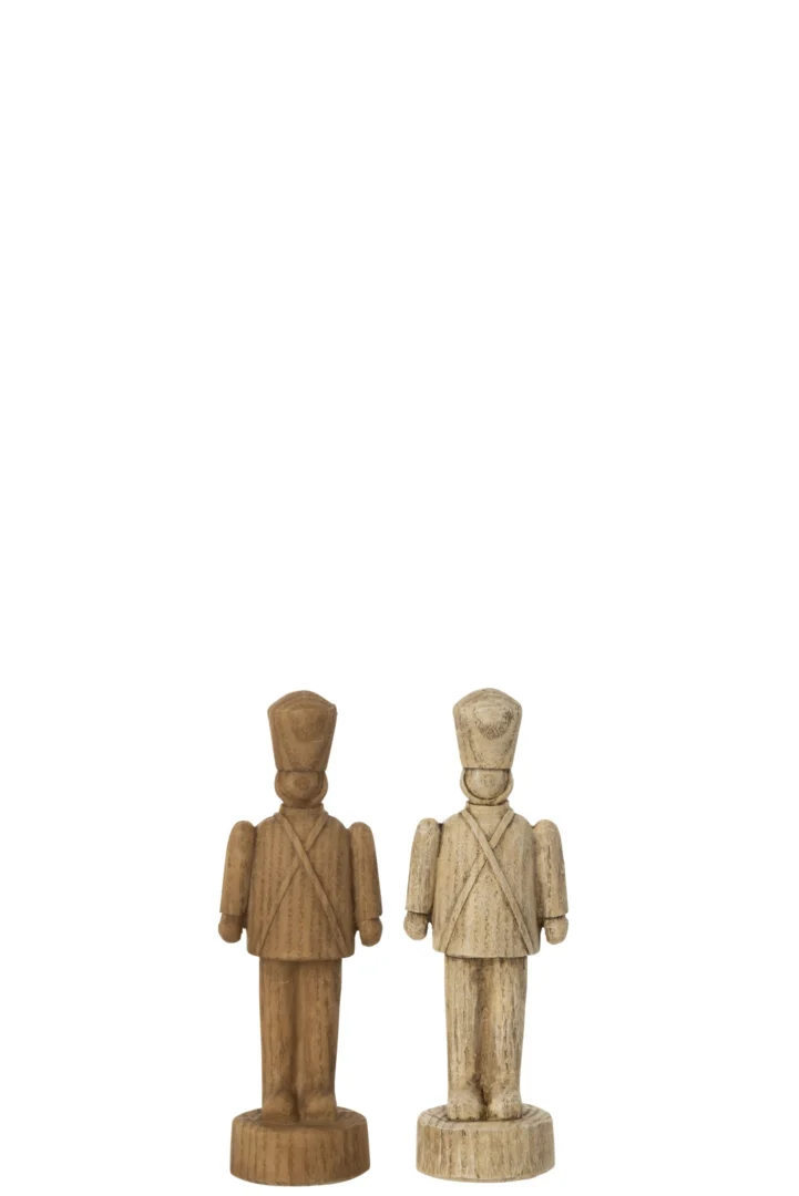Feibura notenkraker set van 2 in bruin en beige, decoratieve polyresin figuren met houtlook