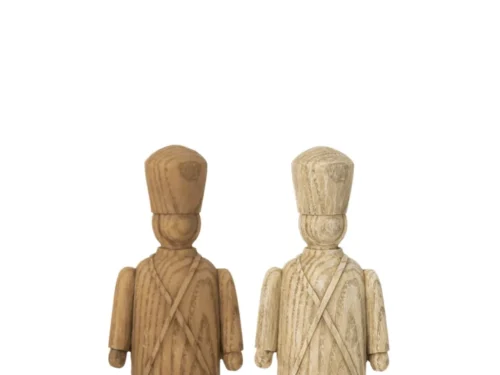 Slunar notenkraker set van 2 in bruin en beige, met houtlook afwerking voor warme winterse woondecoratie