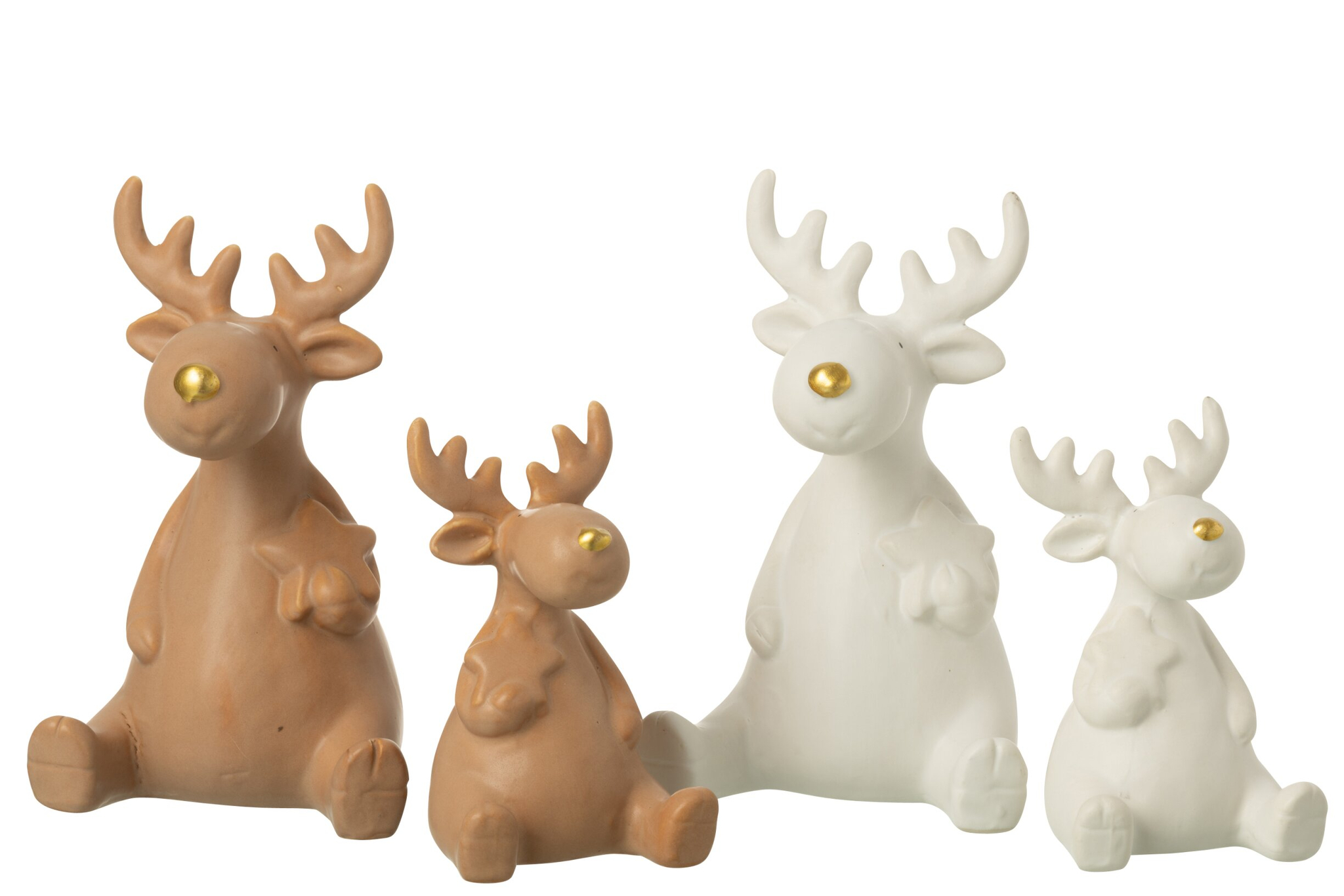 Decoratiefiguur Faunsello Porselein Wit H17 cm - Set van 2