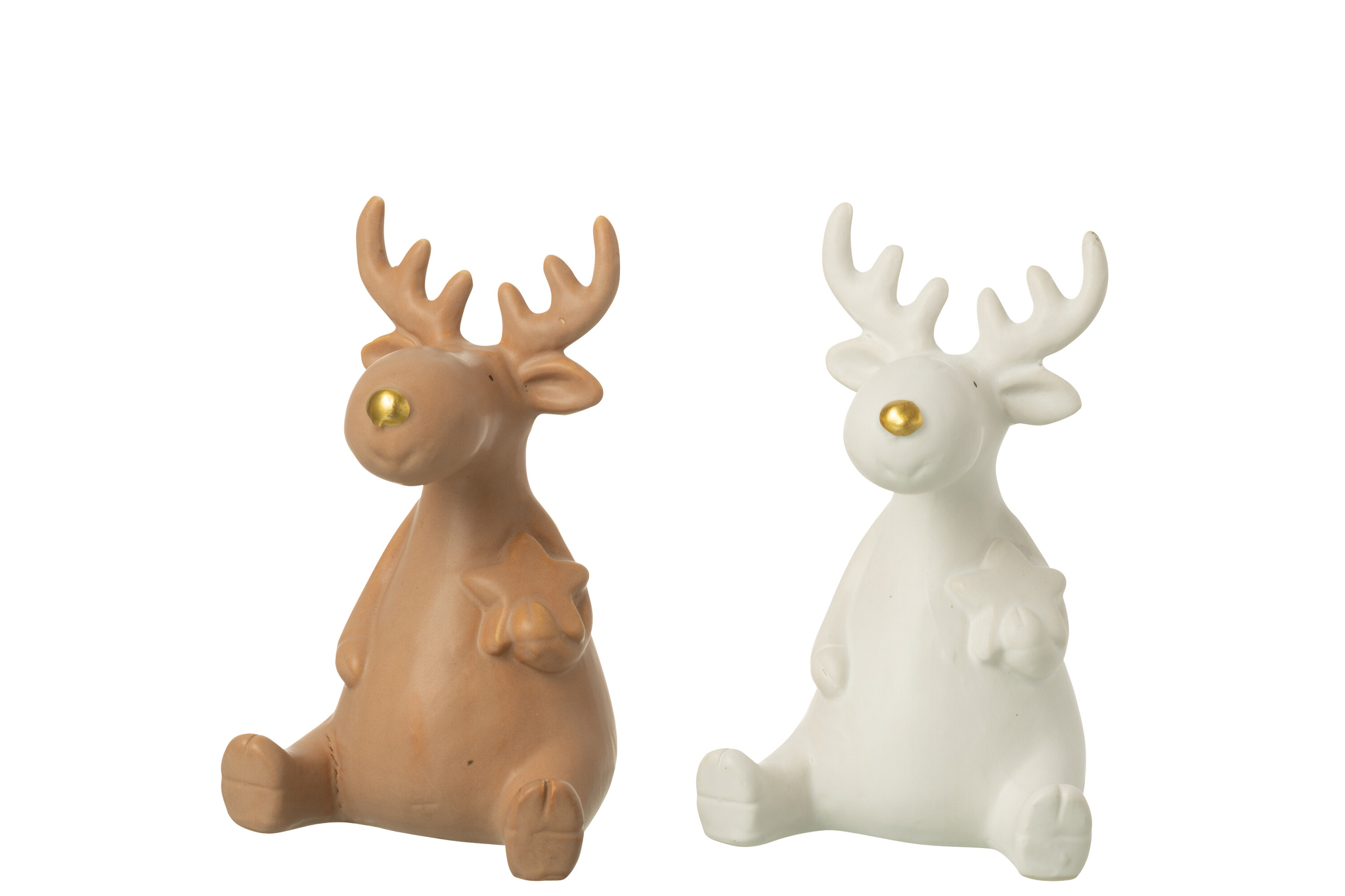 Decoratiefiguur Faunsello Porselein Wit H17 cm - Set van 2 - Afbeelding 2