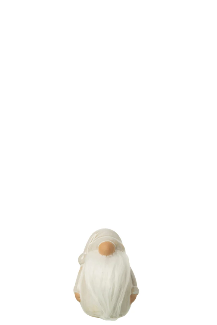 Robas porseleinen kabouter in lichtgrijs, kleine decoratiefiguur met zachte winterse uitstraling